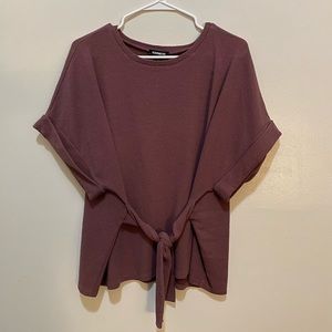 EXPRESS - Textured Tie Waist Rolled Sleeve Tee